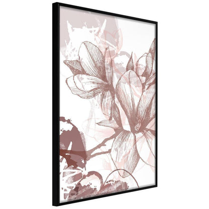 Botanical Wall Art - Drawn Flower-artwork for wall with acrylic glass protection