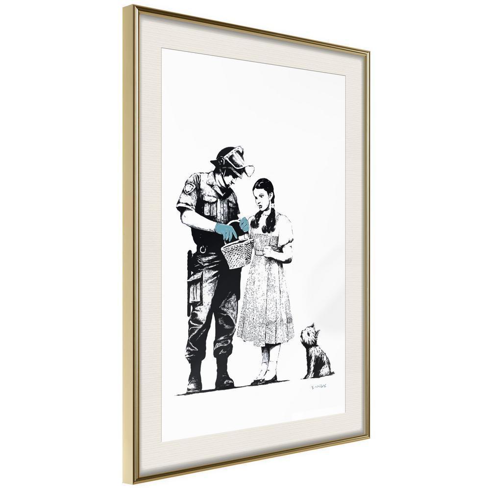 Urban Art Frame - Banksy: Stop and Search-artwork for wall with acrylic glass protection