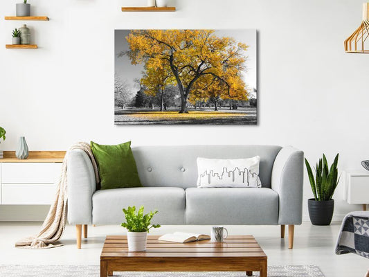 Canvas Print - Autumn in the Park (1 Part) Wide Gold-ArtfulPrivacy-Wall Art Collection