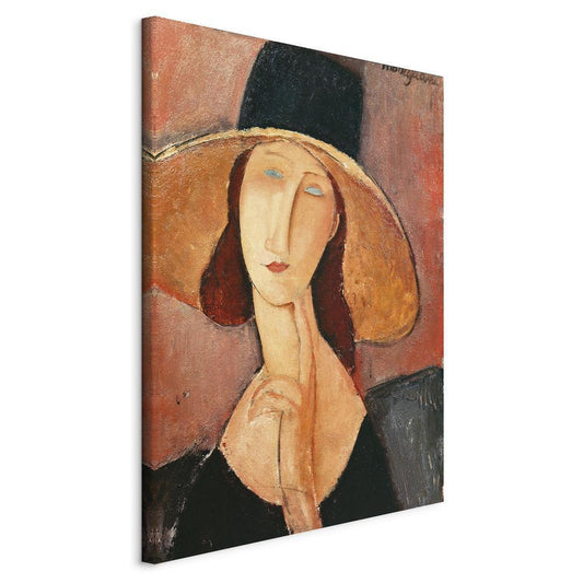 Canvas Print - Portrait of Jeanne Hebuterne in a Large Hat