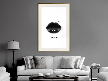 Black and White Framed Poster - Deadly Kiss-artwork for wall with acrylic glass protection
