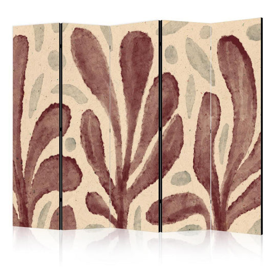 Room Divider - Waving Leaves - Irregular Plant Shapes in the Style of Matisse- A 5 Panel Folding Screen For Living rooms, bedrooms or home office, decorative folding screen made with wood and canvas