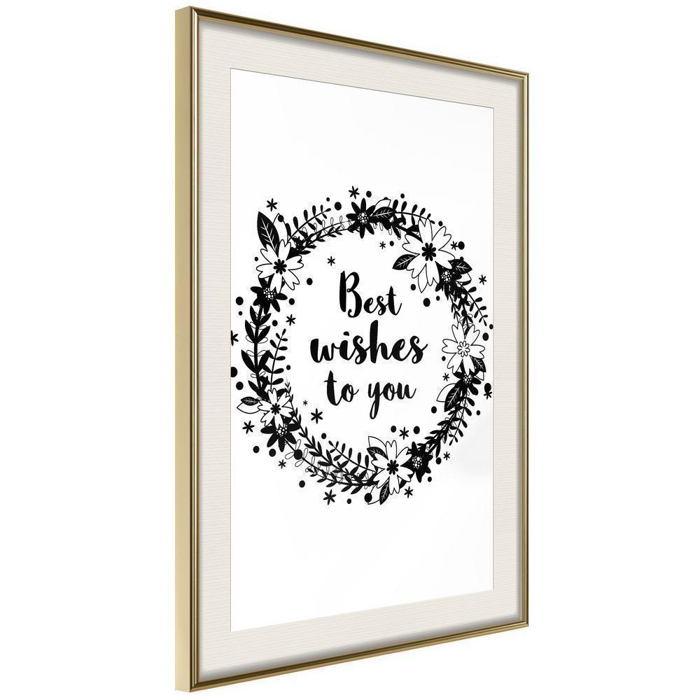 Typography Framed Art Print - Best Wishes-artwork for wall with acrylic glass protection