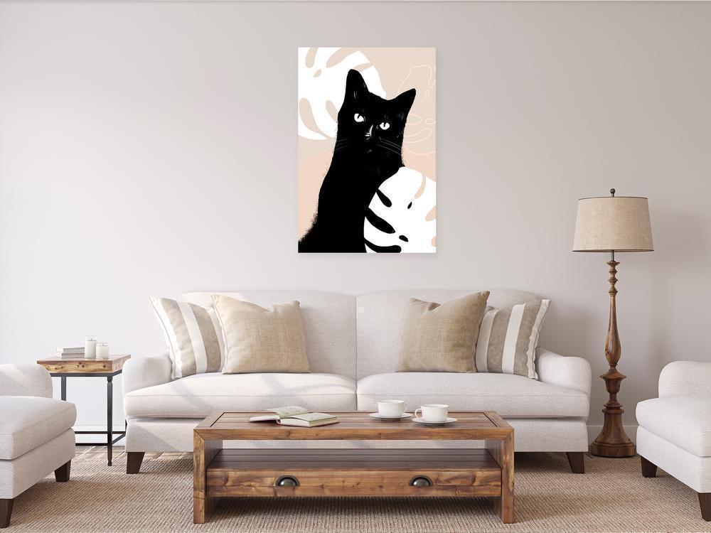 Canvas Print - Cat in Monsteras (1 Part) Vertical