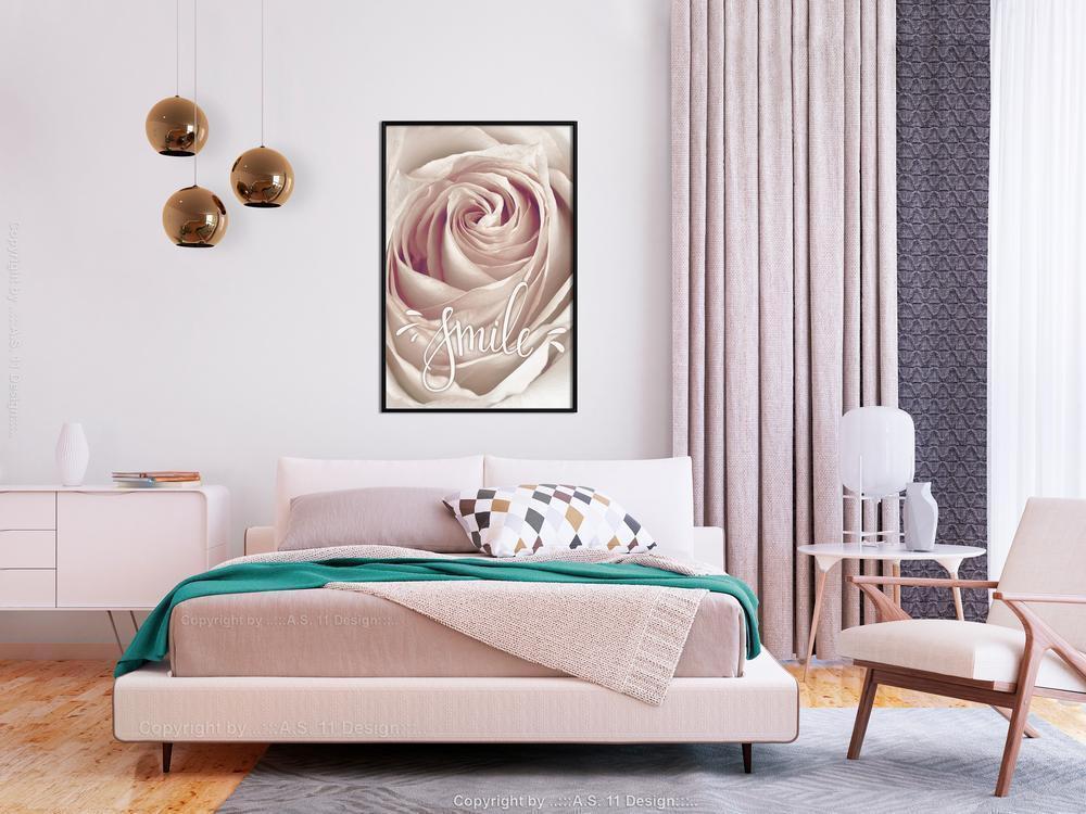 Botanical Wall Art - Rose with a Message-artwork for wall with acrylic glass protection