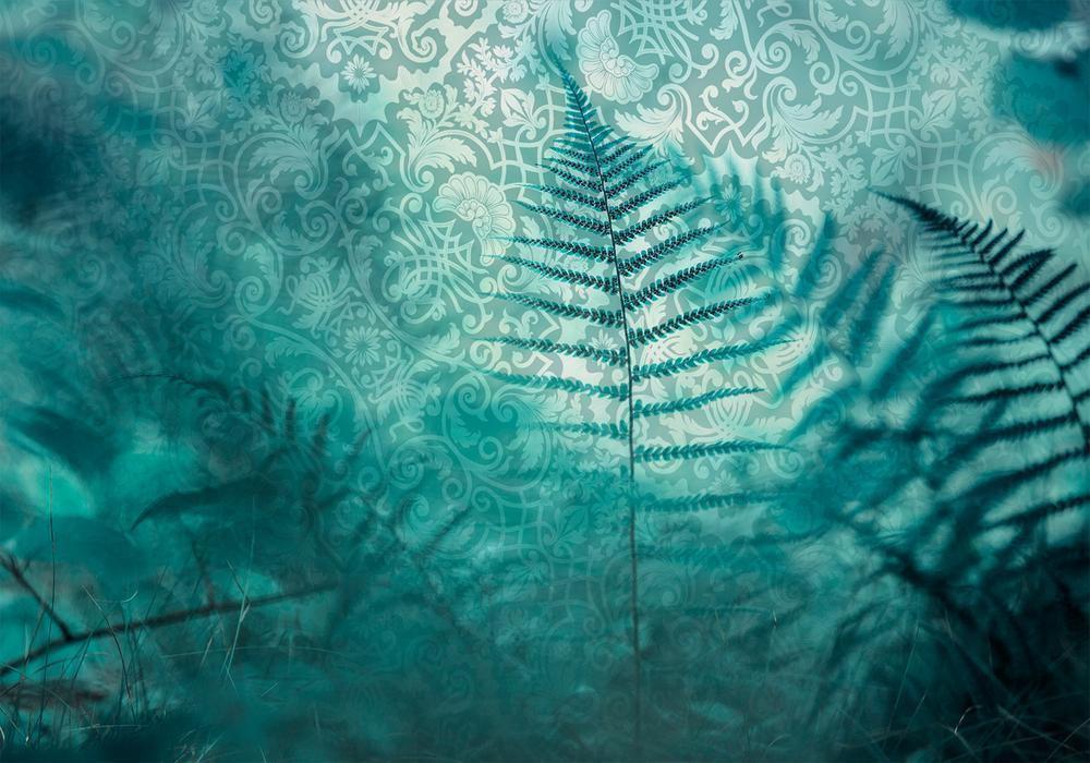 Wall Mural - In a forest retreat - abstract composition with ferns and patterns-Wall Murals-ArtfulPrivacy