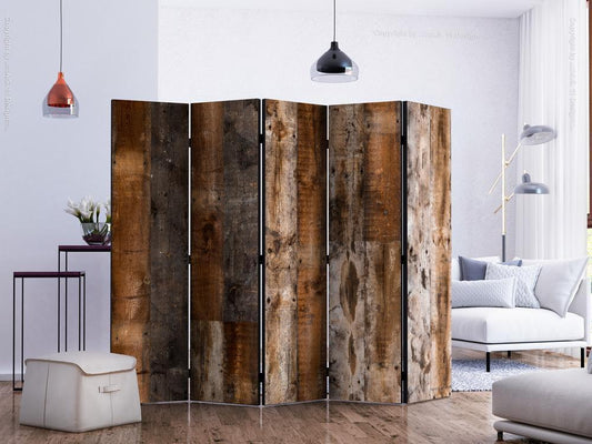 Decorative partition-Room Divider - Antique Wood II-Folding Screen Wall Panel by ArtfulPrivacy