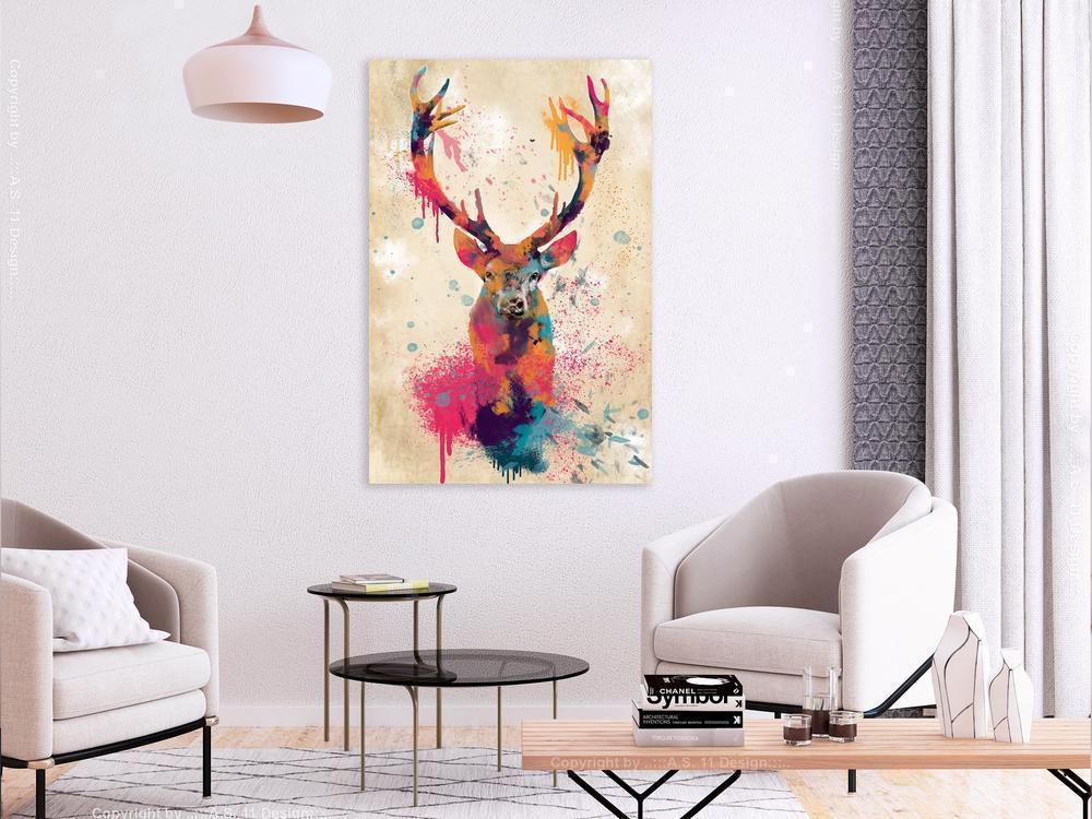 Canvas Print - Watercolor Deer (1 Part) Vertical-ArtfulPrivacy-Wall Art Collection