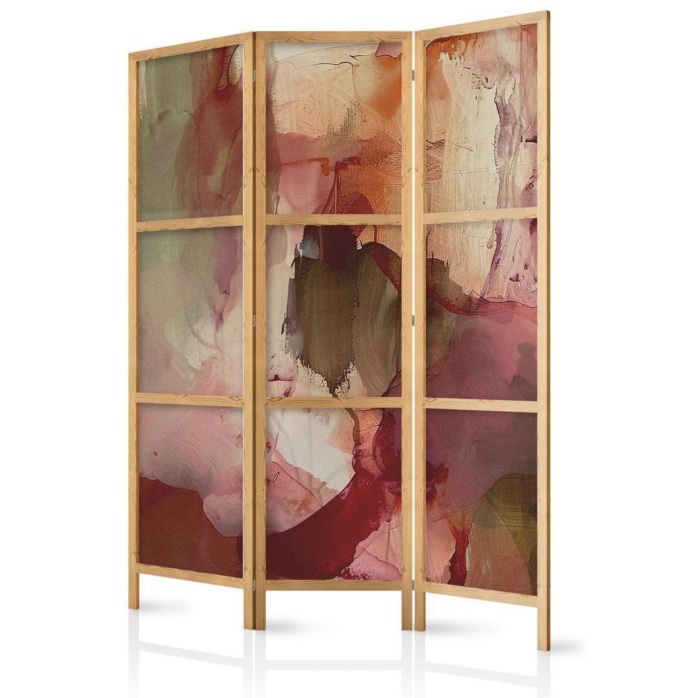 Japanese Room Divider - Rose Abstraction - Spilled Watercolor Paint in Spring Colors