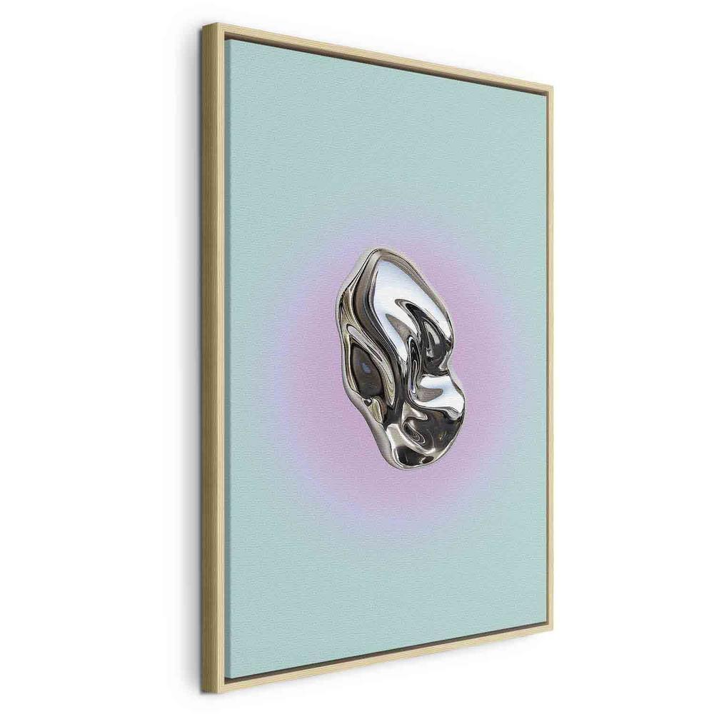 Canvas Print - Metallic Form - Abstract Sculpture on a Mint Background with a Purple Halo