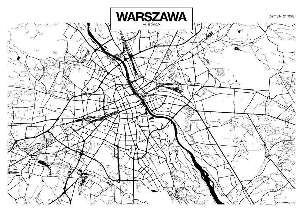 Wall Mural - Warsaw Map-Wall Murals-ArtfulPrivacy
