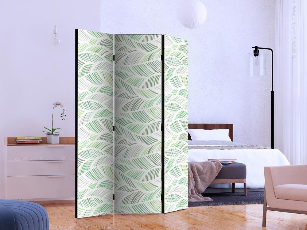 Decorative partition-Room Divider - Green Waves-Folding Screen Wall Panel by ArtfulPrivacy