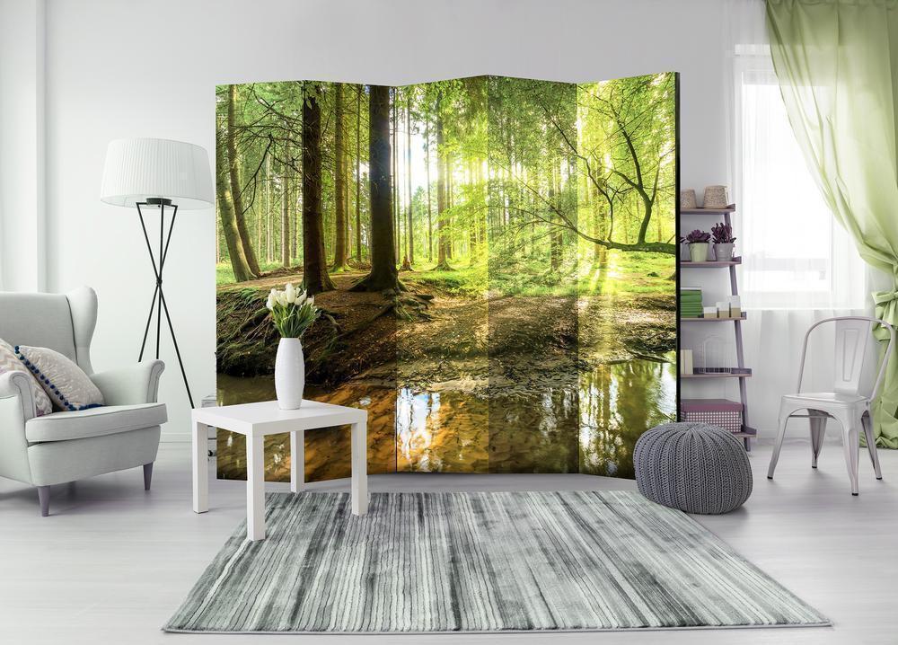 Decorative partition-Room Divider - Forest Lake II-Folding Screen Wall Panel by ArtfulPrivacy