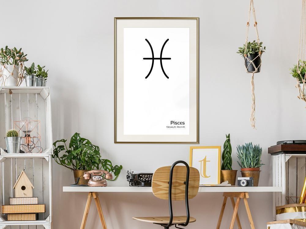 Typography Framed Art Print - Zodiac: Pisces II-artwork for wall with acrylic glass protection