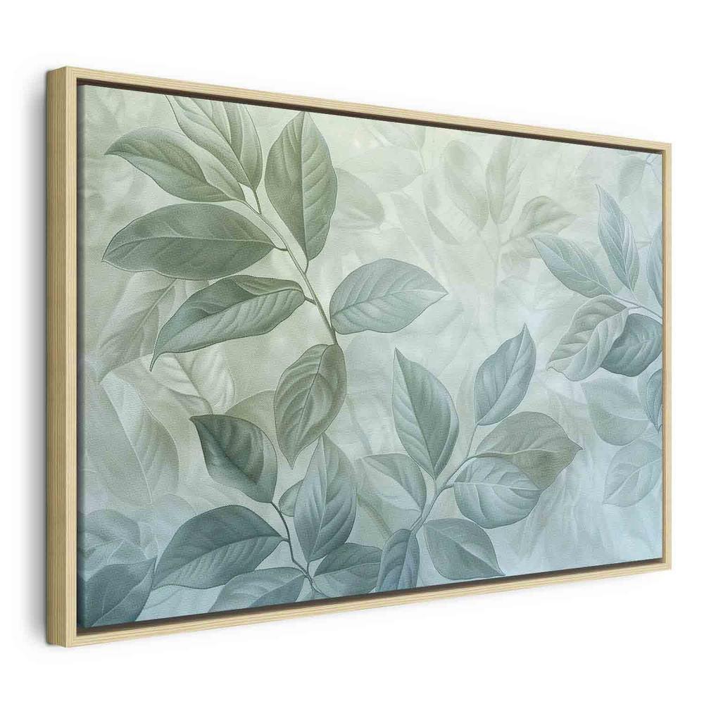 Canvas Print - Large Leaves in Shades of Green-Mint: Botanical Motif