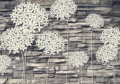 Wall Mural - Stones Flowers-Wall Murals-ArtfulPrivacy