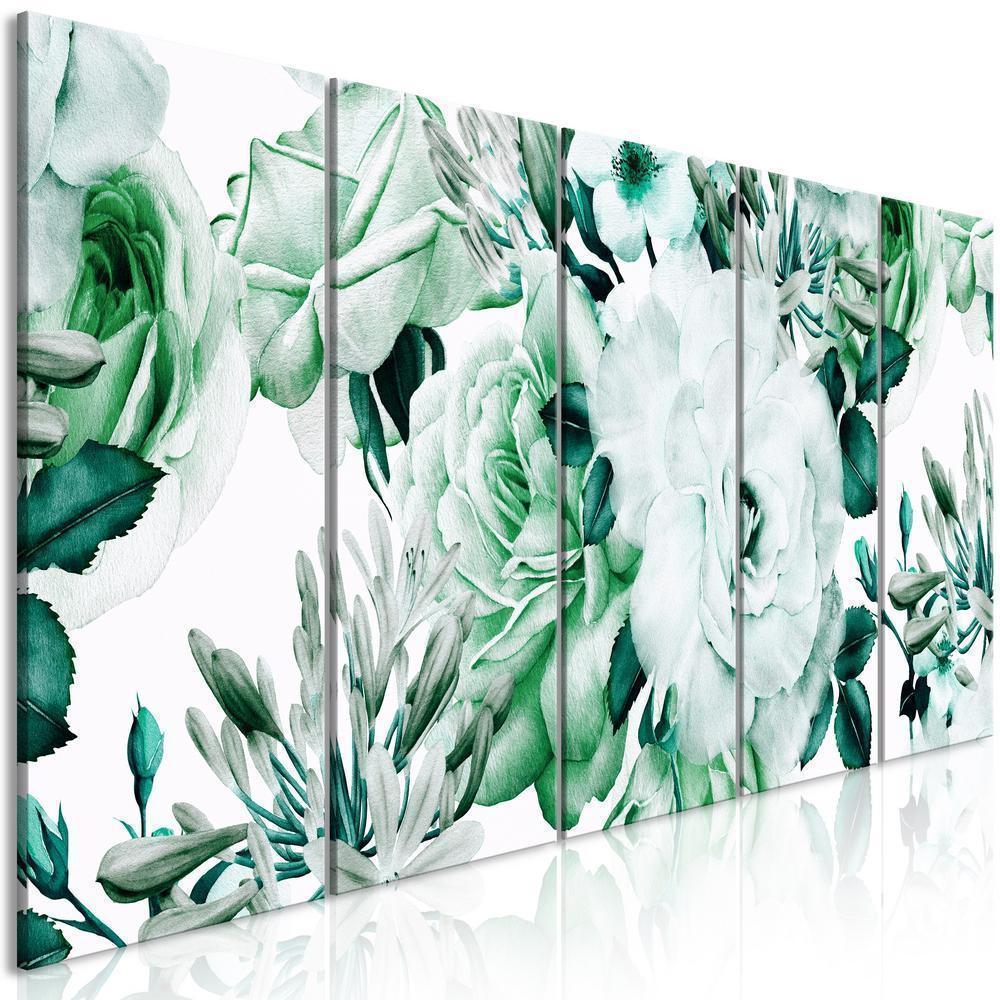 Canvas Print - Rose Composition (5 Parts) Narrow Green-ArtfulPrivacy-Wall Art Collection