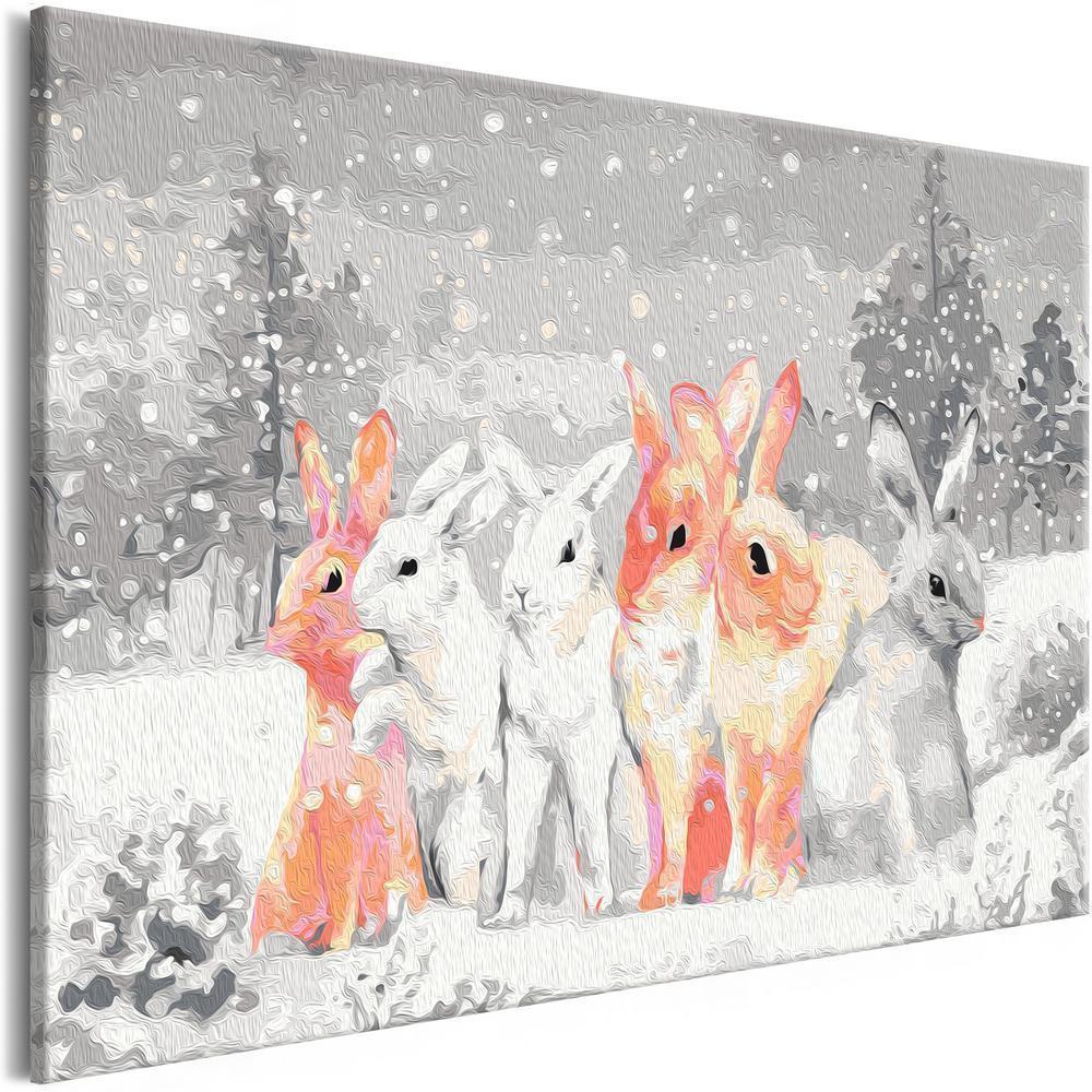 Start learning Painting - Paint By Numbers Kit - Winter Bunnies - new hobby