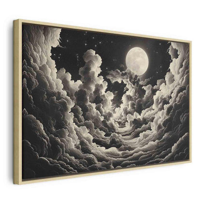 Impression sur toile - La lune et les étoiles chantent parmi les grands nuages