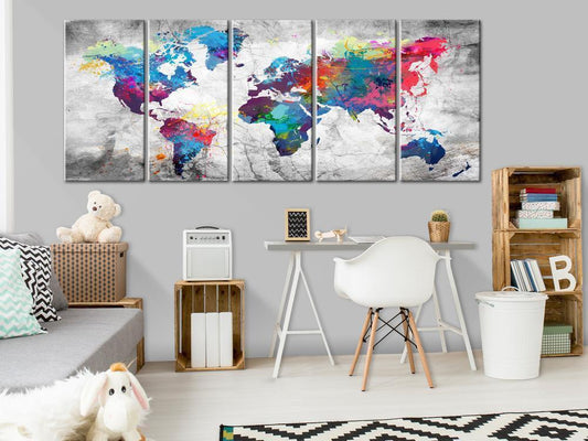 Canvas Print - World Map: Spilt Paint-ArtfulPrivacy-Wall Art Collection