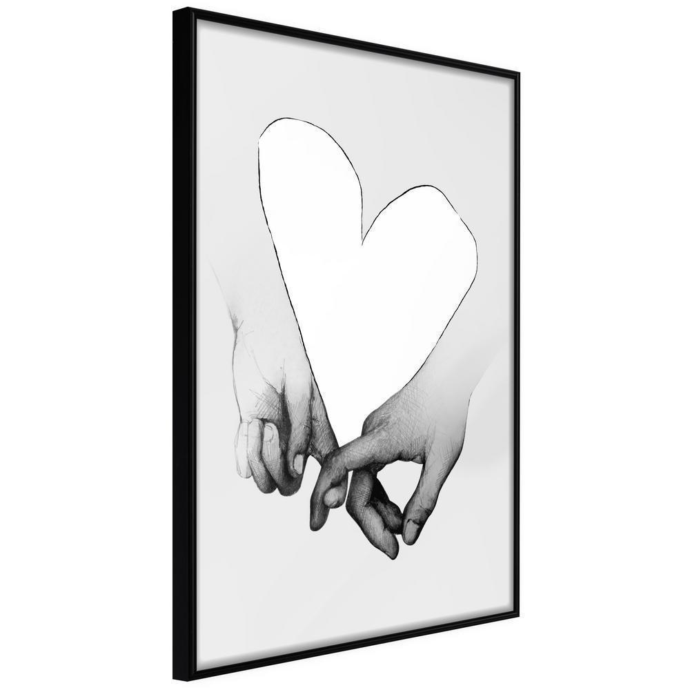 Black and White Framed Poster - Couple In Love-artwork for wall with acrylic glass protection