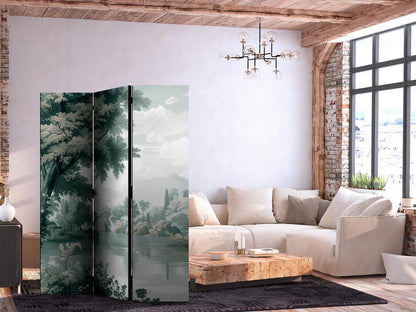 Room Divider - View of the Park and Lake - Retro Vintage Landscape in Greens