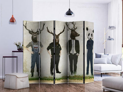 Decorative partition-Room Divider - Man or Animal? II-Folding Screen Wall Panel by ArtfulPrivacy