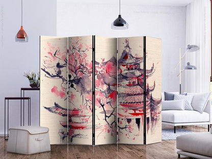 Decorative partition-Room Divider - Shogun House II-Folding Screen Wall Panel by ArtfulPrivacy