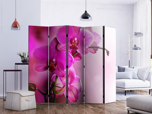 Decorative partition-Room Divider - Pink orchid II-Folding Screen Wall Panel by ArtfulPrivacy