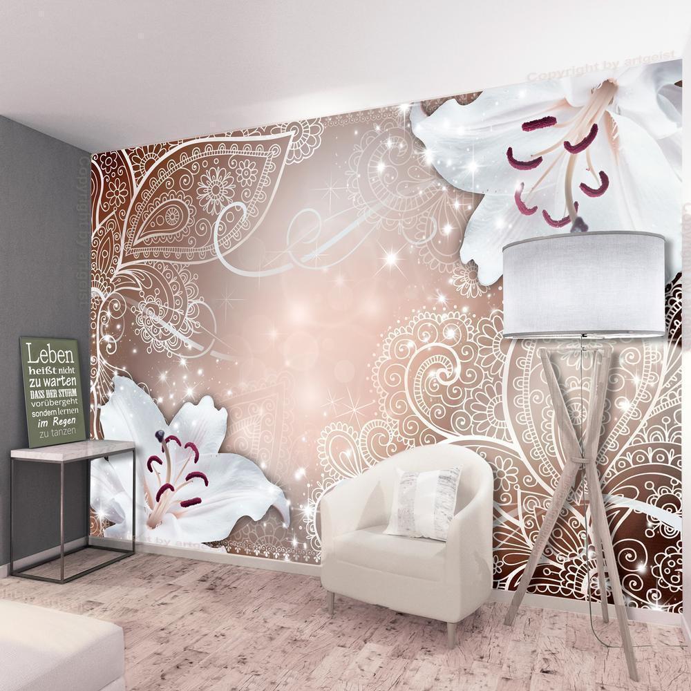 Wall Mural - Oriental Wings (Brown)-Wall Murals-ArtfulPrivacy