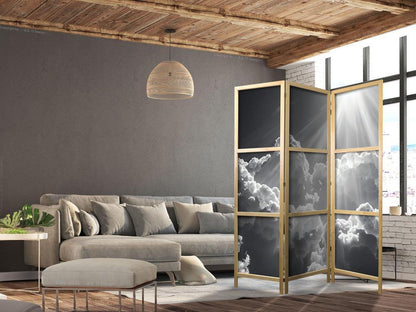 Japanese Room Divider - Hope in the Clouds: Inspirujące Promienie Słońca – przebudź emocje