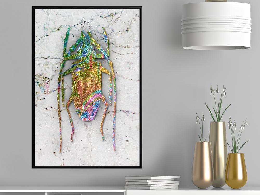 Golden Art Poster - Iridescent Insect-artwork for wall with acrylic glass protection