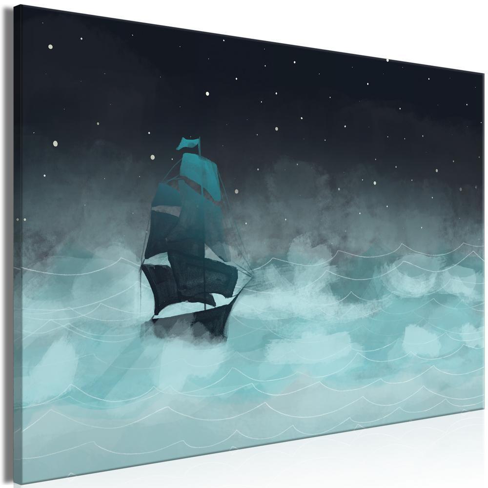 Canvas Print - Night Waves (1 Part) Wide - Second Variant-ArtfulPrivacy-Wall Art Collection