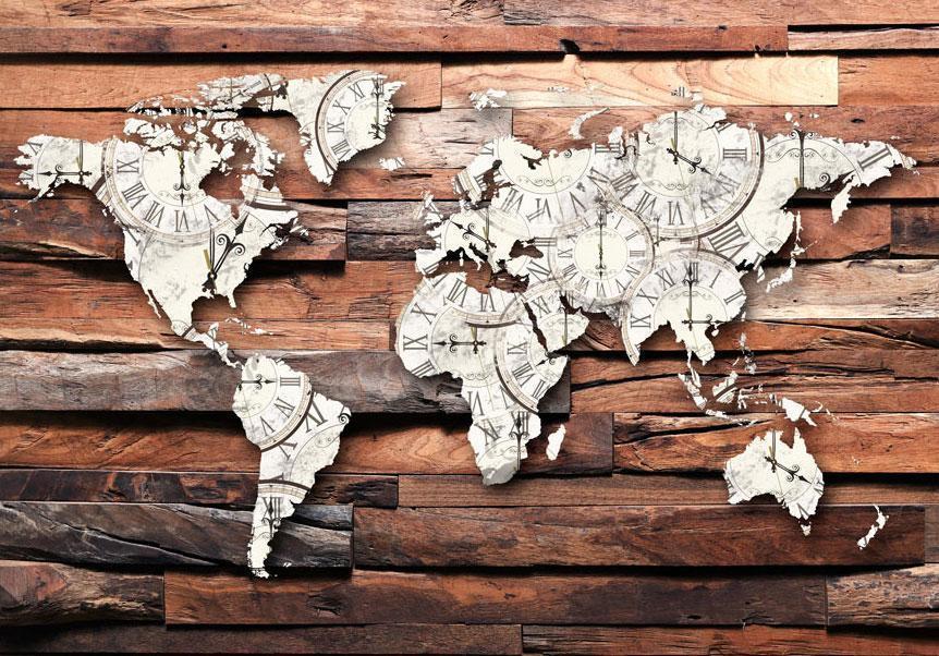 Wall Mural - Map On Wood-Wall Murals-ArtfulPrivacy