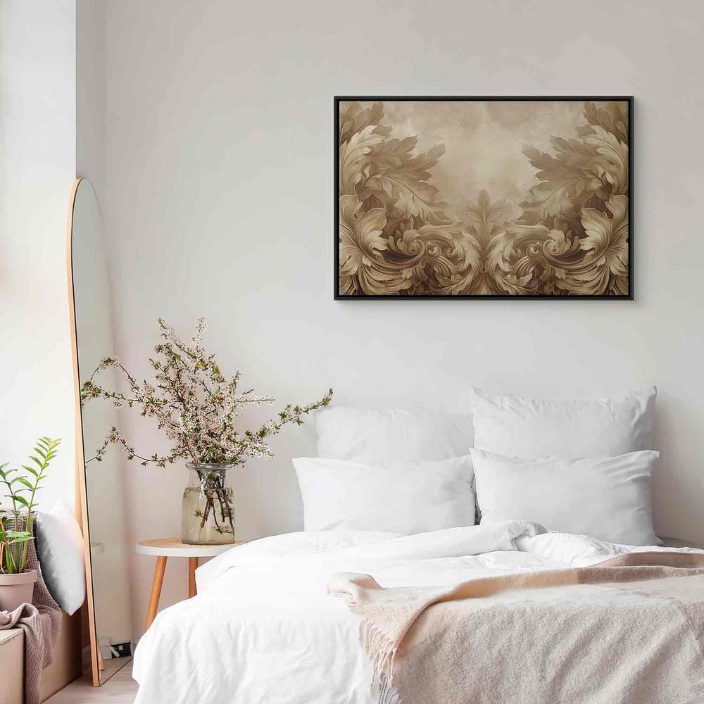 Canvas Print - Carved Baroque Ornaments Rich Composition in Sepia Colors