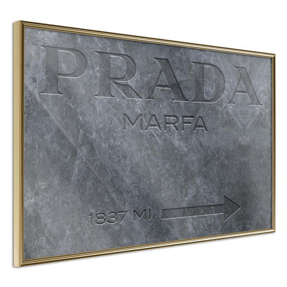 Typography Framed Art Print - Prada (Grey)-artwork for wall with acrylic glass protection