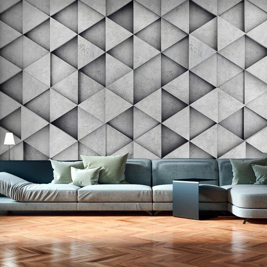 Wall Mural - Grey Triangles-Wall Murals-ArtfulPrivacy