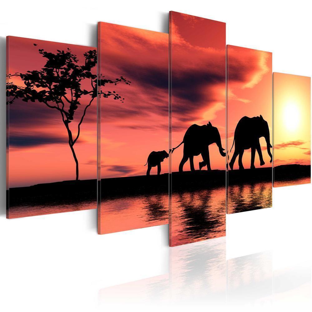 Canvas Print - African elephants family-ArtfulPrivacy-Wall Art Collection