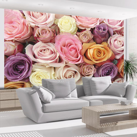 Wall Mural - Pastel roses-Wall Murals-ArtfulPrivacy