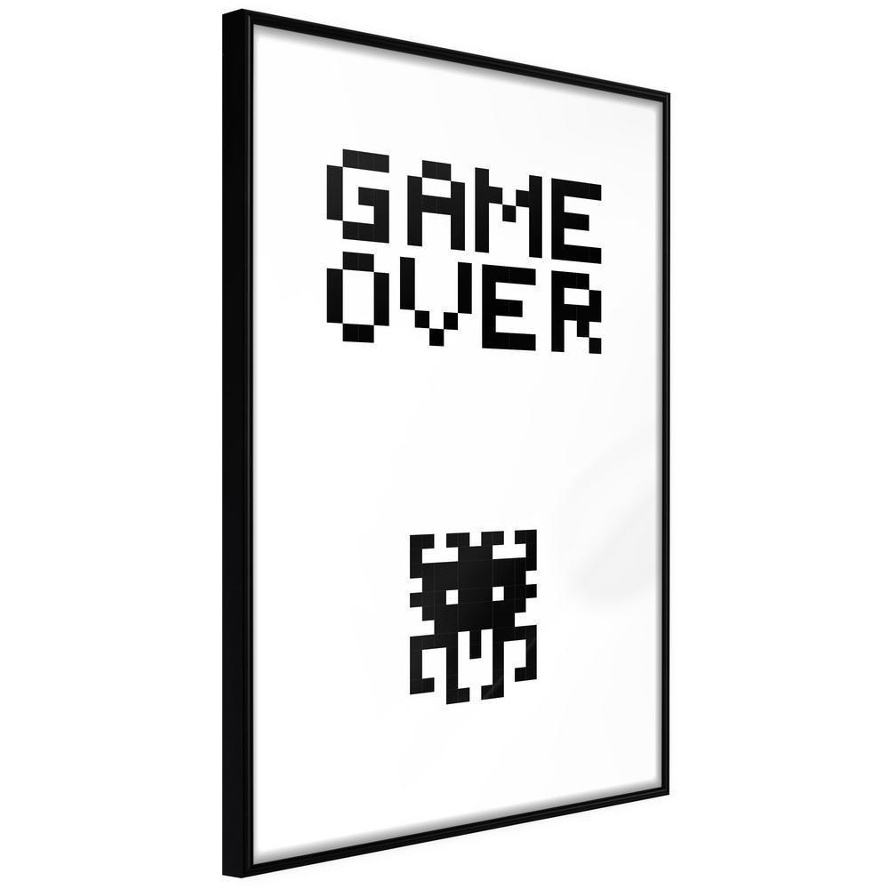 Typography Framed Art Print - Game Over-artwork for wall with acrylic glass protection