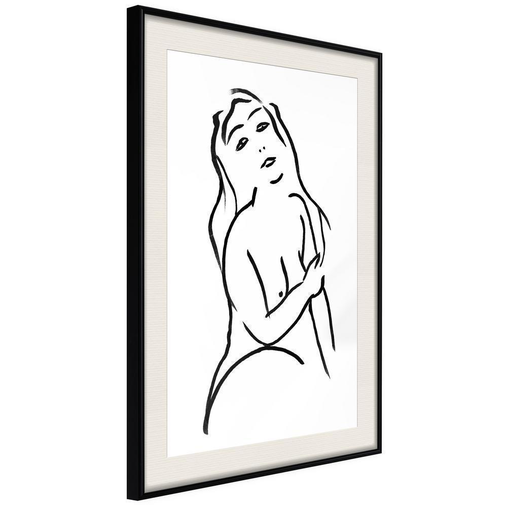 Black and White Framed Poster - Shape of a Woman-artwork for wall with acrylic glass protection