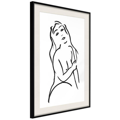 Black and White Framed Poster - Shape of a Woman-artwork for wall with acrylic glass protection