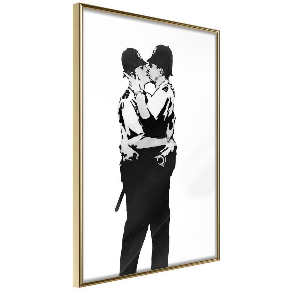 Urban Art Frame - Banksy: Kissing Coppers I-artwork for wall with acrylic glass protection