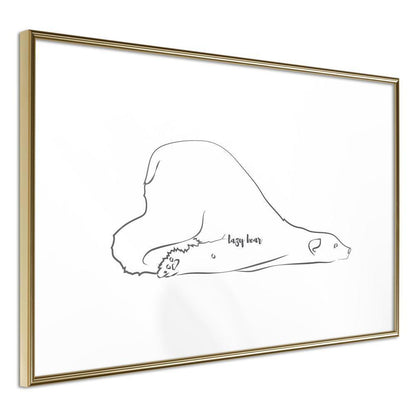 Black and White Framed Poster - Resting Polar Bear-artwork for wall with acrylic glass protection