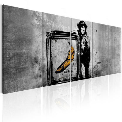 Canvas Print - Banksy: Monkey with Frame-ArtfulPrivacy-Wall Art Collection