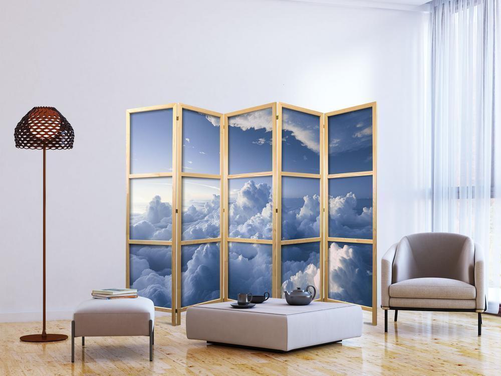 Japanese Room Divider - Aerial Landscapes: Rays Illuminating Fluffy Cloud Formations