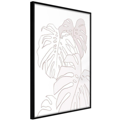 Botanical Wall Art - Beige Leaves-artwork for wall with acrylic glass protection