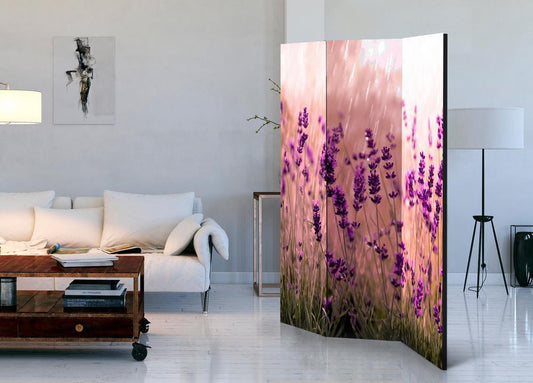 Decorative partition-Room Divider - Lavender in the Rain-Folding Screen Wall Panel by ArtfulPrivacy