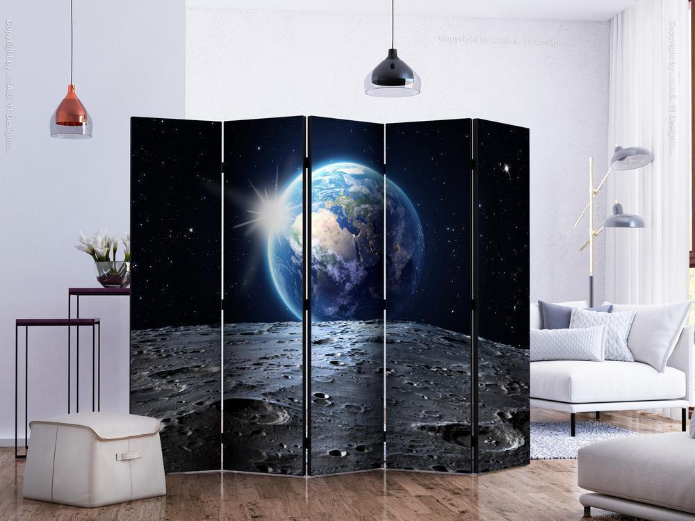 Decorative partition-Room Divider - View of the Blue Planet II-Folding Screen Wall Panel by ArtfulPrivacy