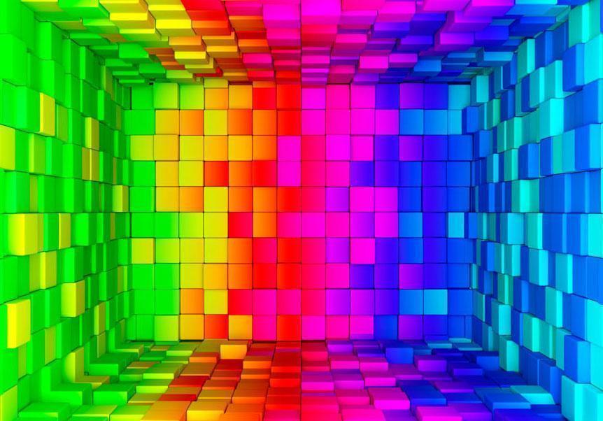 Wall Mural - Rainbow Cube-Wall Murals-ArtfulPrivacy